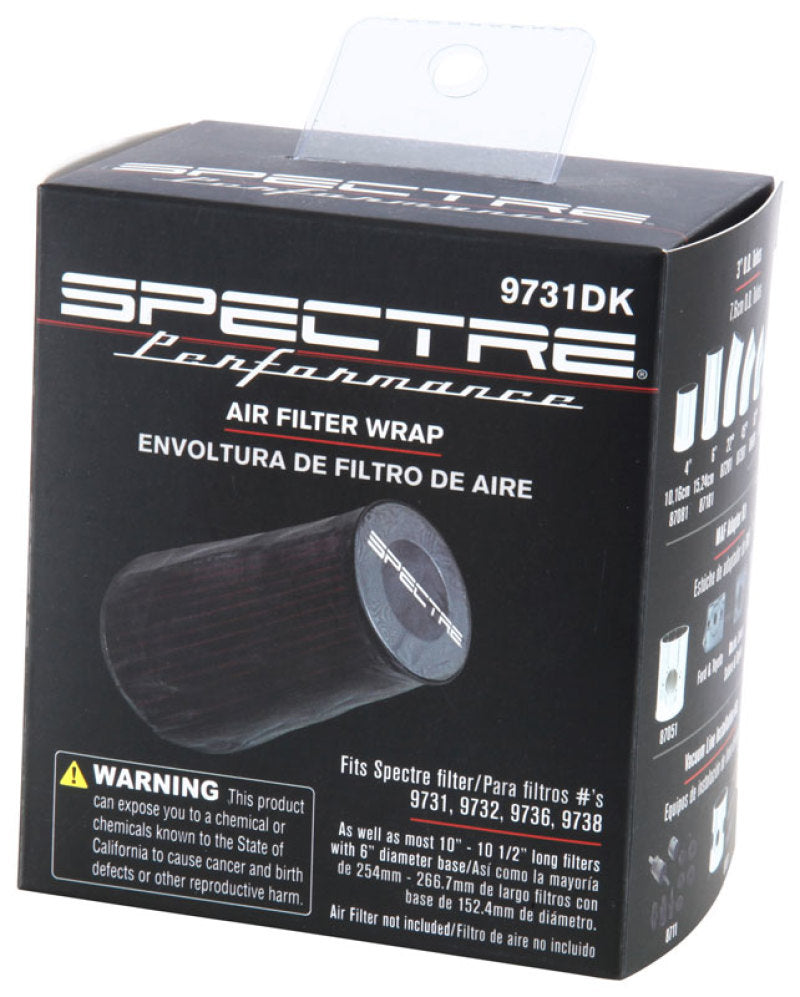Spectre Universal Pre-Filter Wrap 6.125in. x 9.125in. - Black Spectre Pre-Filters