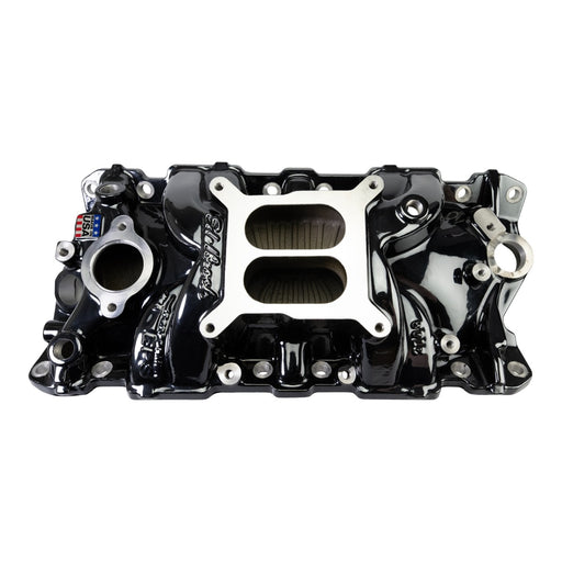 Performer EPS Intake Manifold w/Oil Fill Tube; Small-Block Chevy, Black Plasma EDELBROCK Autoparts