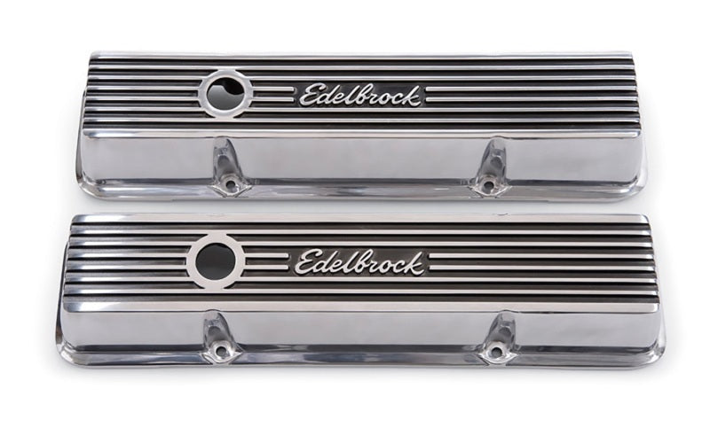 Edelbrock Valve Cover Elite II Series Chevrolet 1959-1986 262-400 CI V8 Low Polished Edelbrock Valve Covers