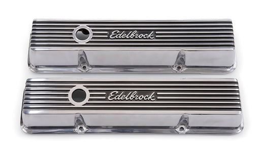 Edelbrock Valve Cover Elite II Series Chevrolet 1959-1986 262-400 CI V8 Low Polished Edelbrock Valve Covers