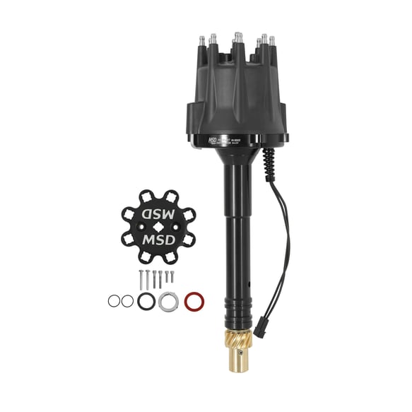 MSD Black Chevy V8 Pro-Billet Distributor w/ locked-out timing & bronze gear 85505