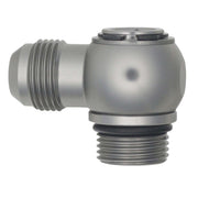 DeatschWerks 10AN ORB Male to 10AN Male Flare Low Profile 90-Degree Swivel - Anodized DW Titanium DeatschWerks Fittings