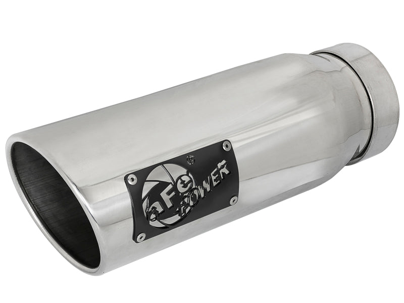 aFe MACH Force-Xp 304 SS Clamp-on Exhaust Tip Polished Left Side 4 IN Inlet x 5 IN Outlet x 12 IN L aFe Tips