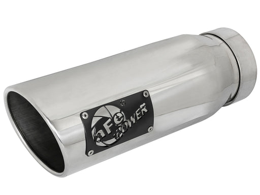 aFe MACH Force-Xp 304 SS Clamp-on Exhaust Tip Polished Left Side 4 IN Inlet x 5 IN Outlet x 12 IN L aFe Tips