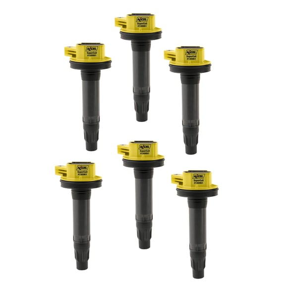 Ignition Coil - SuperCoil Series - 2007-2016 Ford 3.5L/3.7L V6, Yellow, 6-pack 140061-6 ACCEL Autoparts