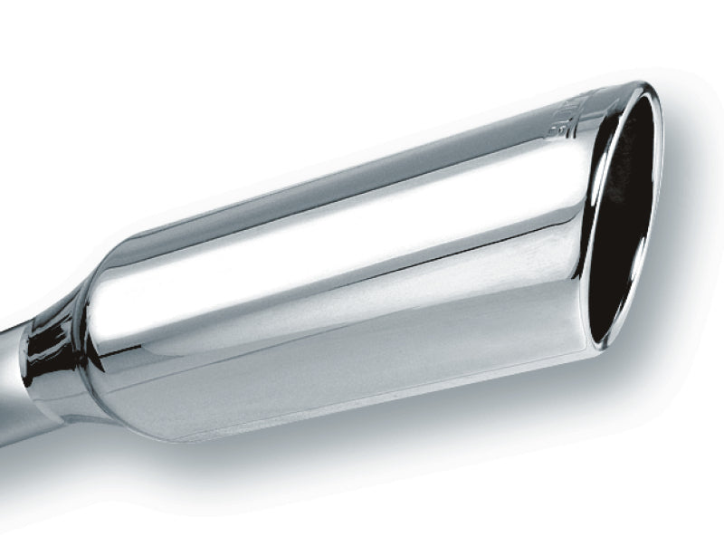 Borla 2.25in Inlet 4in Round Rolled Angle Cut x 12in Long Embossed Exhaust Tip Borla Tips