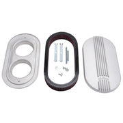 Edelbrock Air Cleaner Classic Series Oval Aluminum 17 5In X 9 35In X 4 45In Dual Carburetor Edelbrock Air Filters - Universal Fit