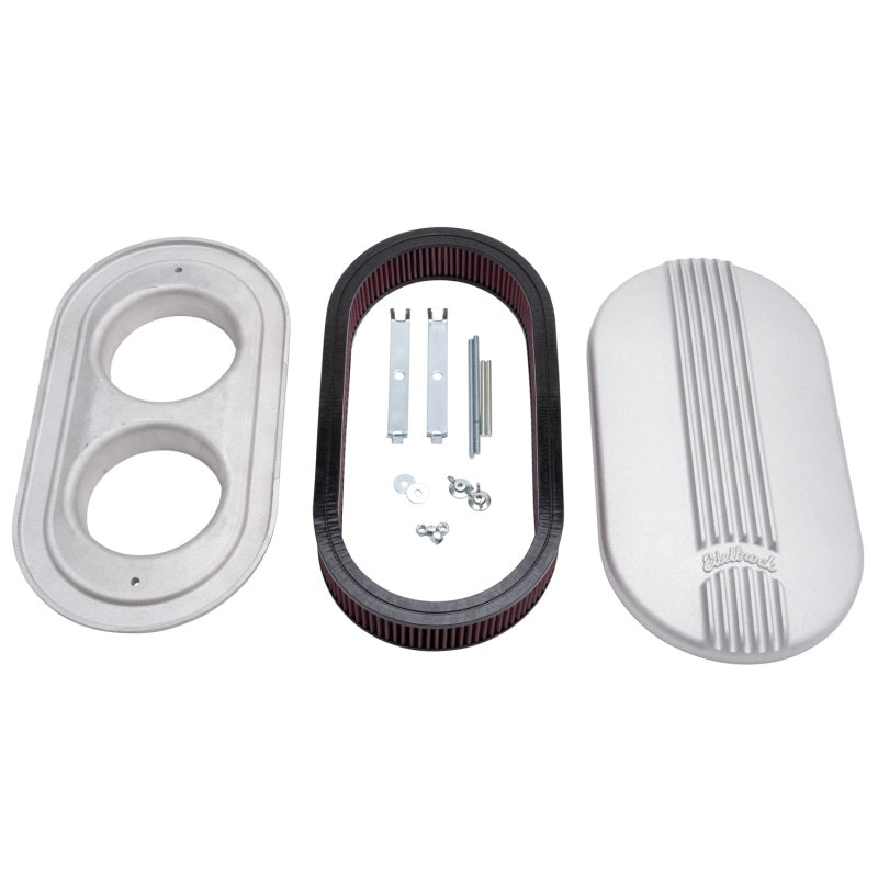 Edelbrock Air Cleaner Classic Series Oval Aluminum 17 5In X 9 35In X 4 45In Dual Carburetor Edelbrock Air Filters - Universal Fit
