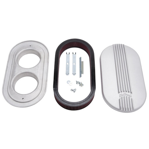 Edelbrock Air Cleaner Classic Series Oval Aluminum 17 5In X 9 35In X 4 45In Dual Carburetor Edelbrock Air Filters - Universal Fit