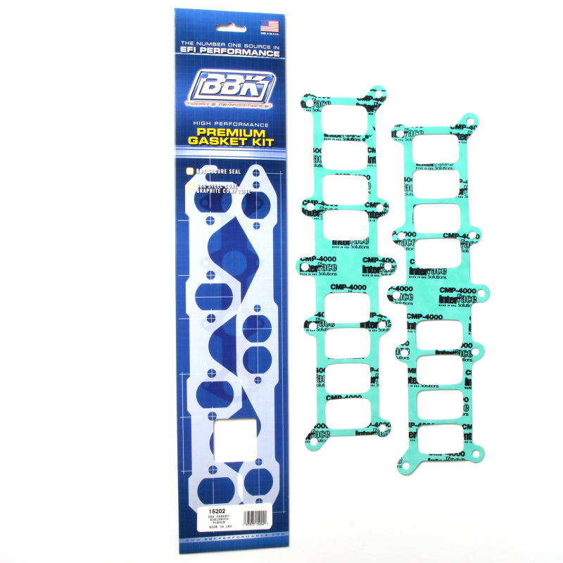 BBK 86-95 Mustang 5.0 Upper To Lower EFI Intake EFI Manifold Gasket Set Edelbrock Performer BBK Exhaust Gaskets