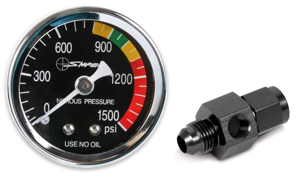 Sniper 1-1/2" Nitrous Gauge w/ 4 AN Adapter 15952NOS HOLLEY Autoparts