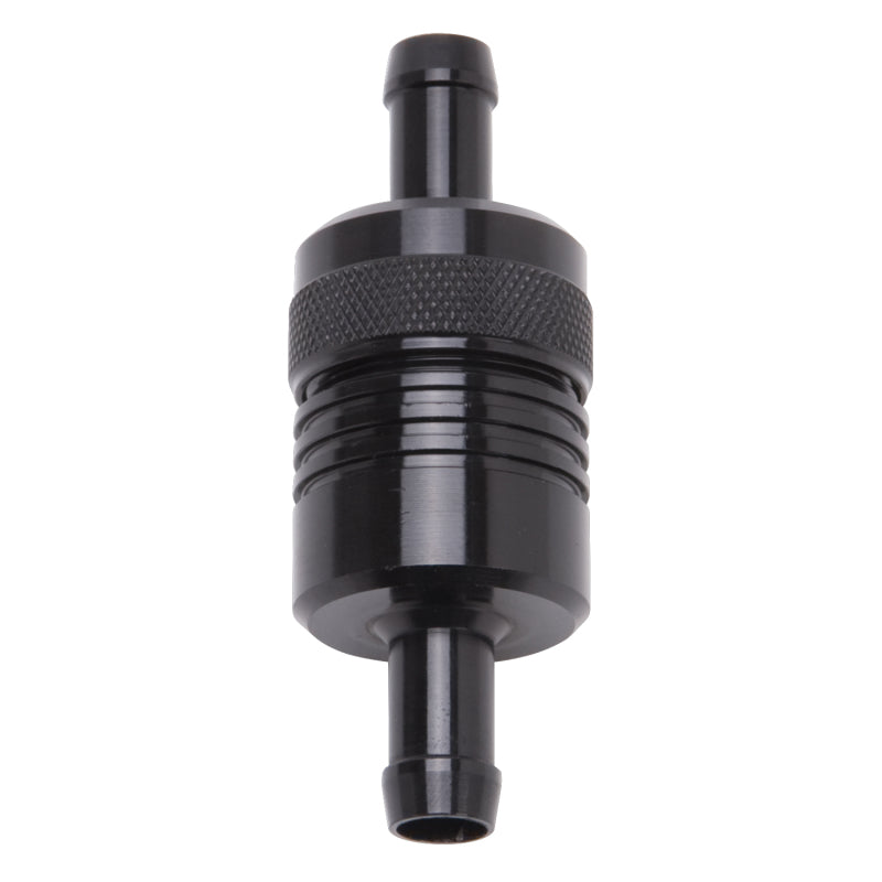 Edelbrock Fuel Filter Aluminum 3In X 01/ 1/8In 3/8In Inlet/Outlet Black Edelbrock Fuel Filters