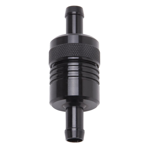 Edelbrock Fuel Filter Aluminum 3In X 01/ 1/8In 3/8In Inlet/Outlet Black Edelbrock Fuel Filters