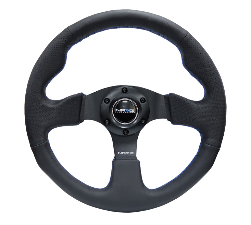 NRG Reinforced Steering Wheel (320mm) Black Leather w/Blue Stitching NRG Steering Wheels