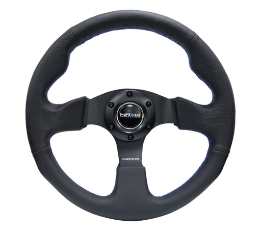 NRG Reinforced Steering Wheel (320mm) Black Leather w/Blue Stitching NRG Steering Wheels