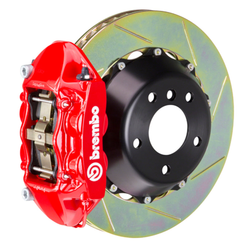 Brembo 15-23 Mustang GT/V6/EcoBoost Rear GT BBK 4 Piston Cast 380x28 2pc Rotor Slotted Type1-Red Brembo Brake Kits - Performance Slot