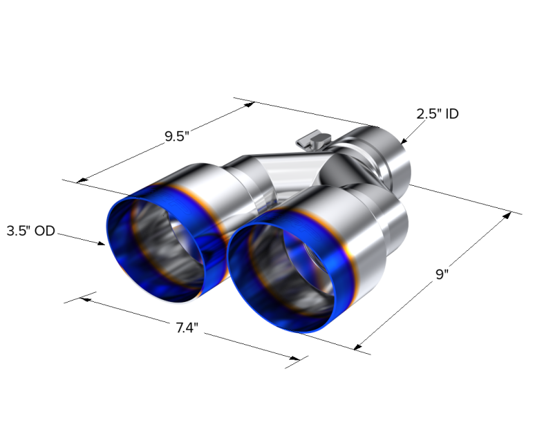 MBRP Universal T304 SS Dual Burnt End Tip 3.5in OD/2.5in Inlet MBRP Tips