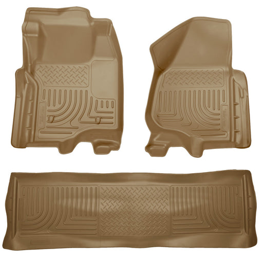 Husky Liners 11-12 Ford SD Crew Cab WeatherBeater Combo Tan Floor Liners (w/o Manual Trans Case) Husky Liners Floor Mats - Rubber