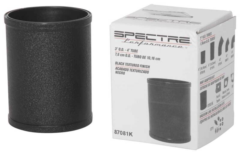 Spectre Tube Intake 3in od X 4inl - Black Spectre Aluminum Tubing