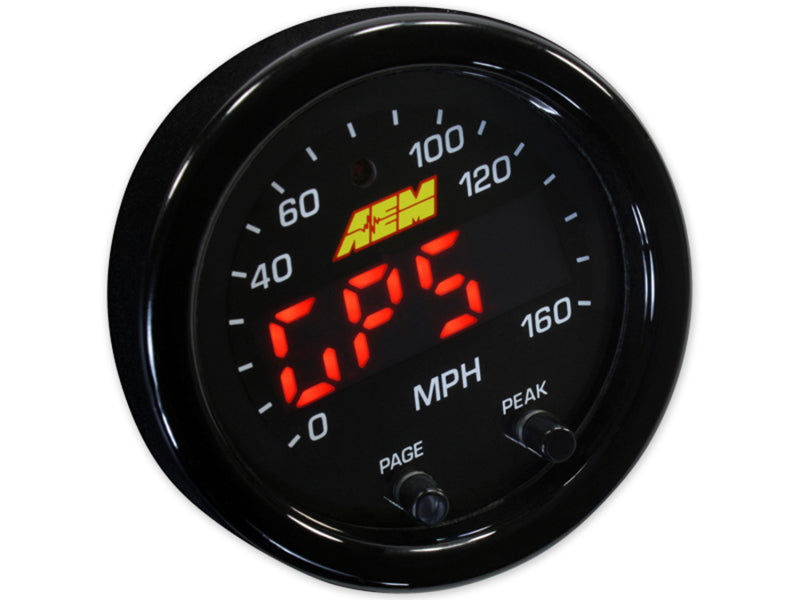 AEM X-Series 0-160 MPH Black Bezel w/ Black Face GPS Speedometer Gauge AEM Gauges