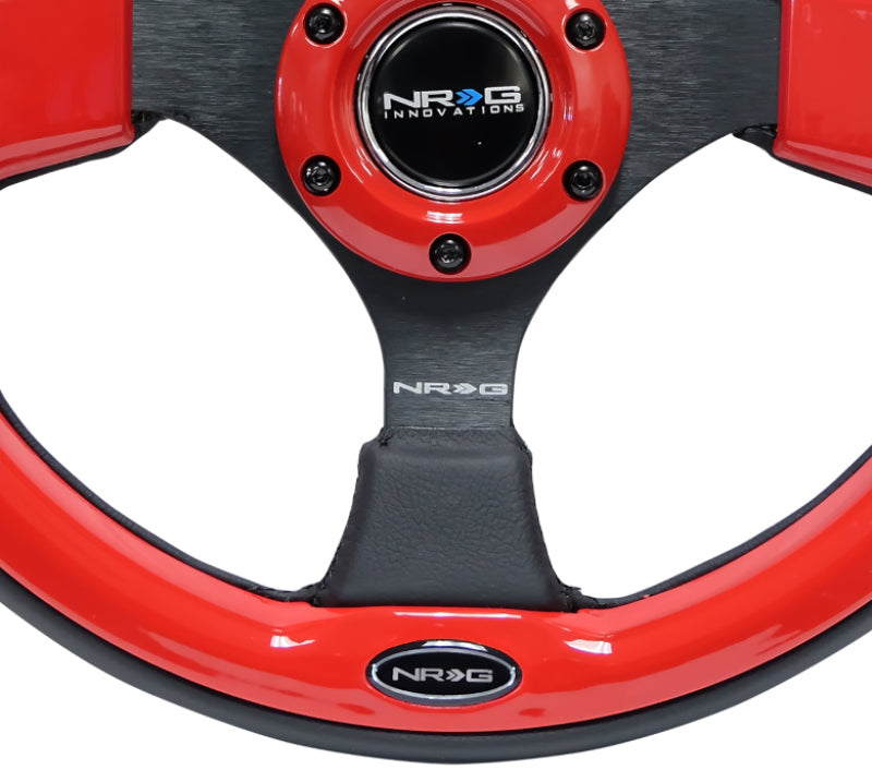 NRG Reinforced Steering Wheel (320mm) Blk w/Red Trim & 5mm 3-Spoke NRG Steering Wheels