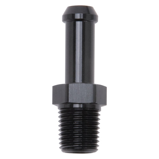 Edelbrock Hose End Straight 1/4In NPT to 3/8In Barb Black Anodize Edelbrock Fittings
