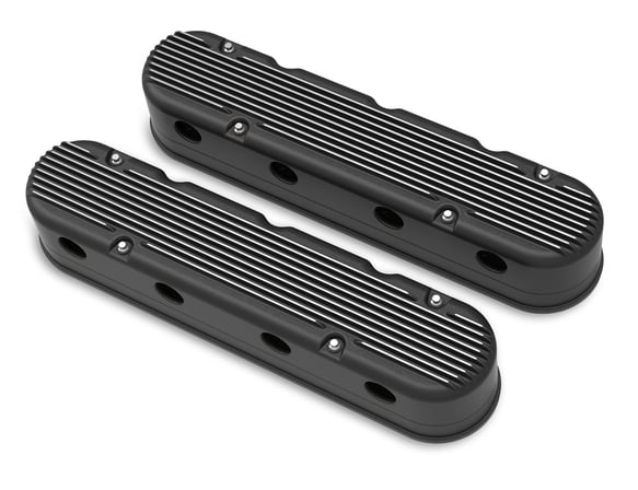 Holley 2-Piece Finned Valve Cover - Gen III/IV LS - Satin Black Machined 241-182 HOLLEY Autoparts