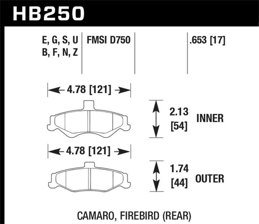 Hawk 98-02 Chevrolet Camaro SS/Z28 / 98-02 Pontiac Firebird HT-10 Race Rear Brake Pads Hawk Performance Brake Pads - Racing