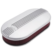 Edelbrock Air Cleaner Classic Series Oval Aluminum 17 5In X 9 35In X 4 45In Dual Carburetor Edelbrock Air Filters - Universal Fit