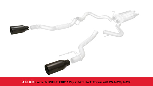 Corsa 2017-2020 Ford F-150 Raptor 3in Inlet / 5in Outlet Black Cerakote Tip Kit (For Corsa Exh Only) CORSA Performance Tips