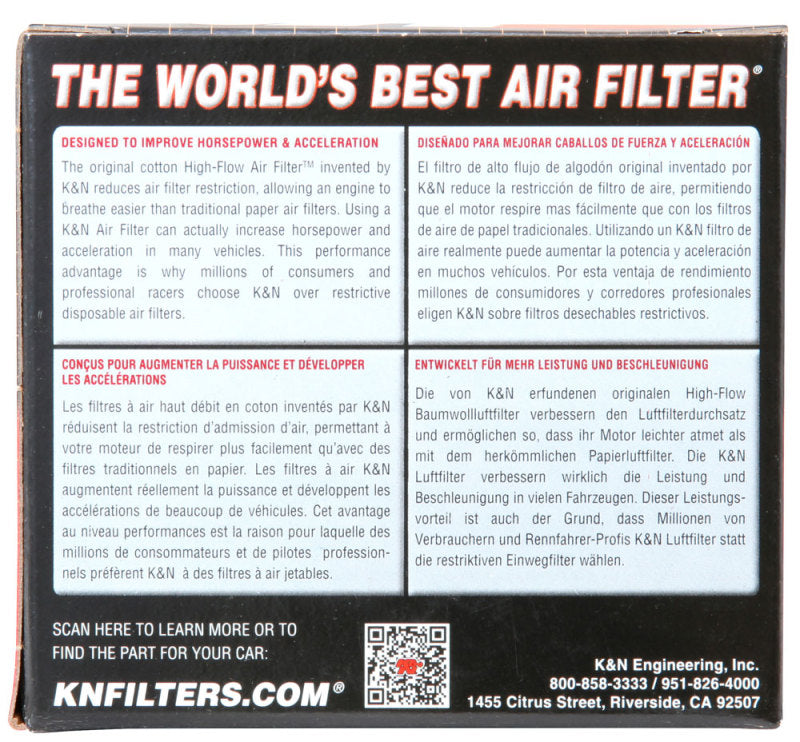 K&N Filter Universal Rubber Filter Oval Tapered 4in Base O/S L x 3.5in Top O/S L x 2.75in H K&N Engineering Air Filters - Universal Fit