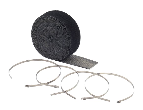 Exhaust Wrap Kit Black 2 in x 25 ft Roll - With (4) 14 in Stainless Steel Tie Straps 2002BK ACCEL Autoparts