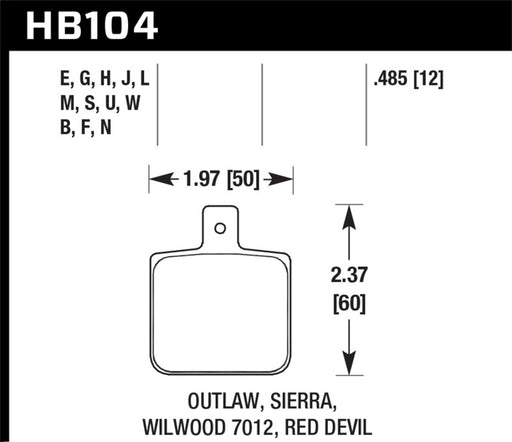 Hawk Sierra/Outlaw/Wilwood HP+ Street Brake Pads Hawk Performance Brake Pads - Performance