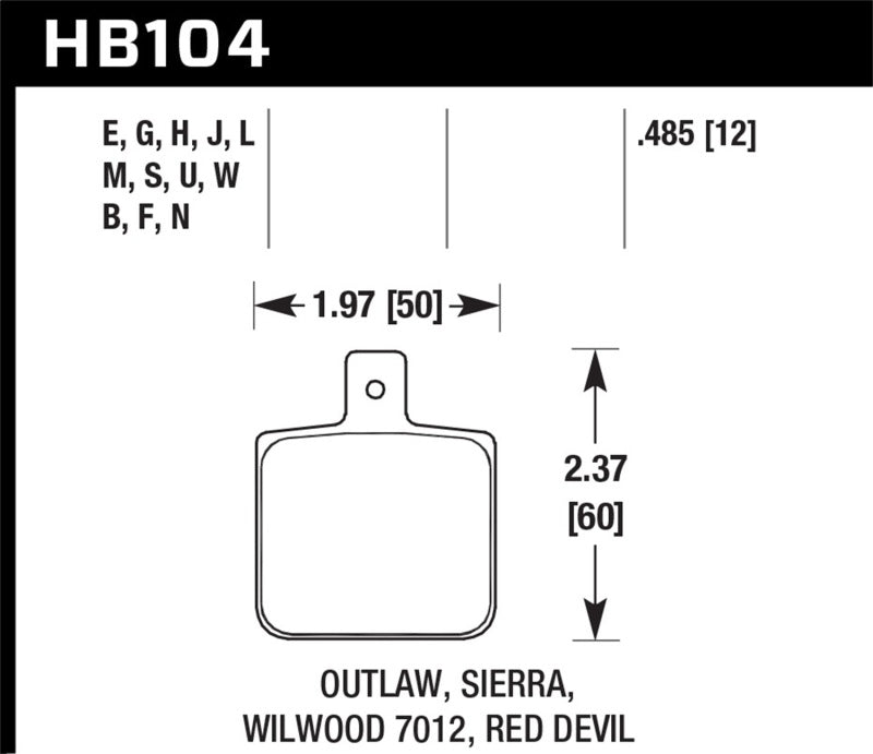 Hawk Wilwood DL Single Outlaw w/0.156in Center Hole DTC-30 Race Pads Hawk Performance Brake Pads - Racing