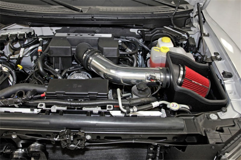 Spectre 11-14 Ford F150 SVT Raptor V8-6.2L F/I Air Intake Kit - Polished w/Red Filter Spectre Cold Air Intakes