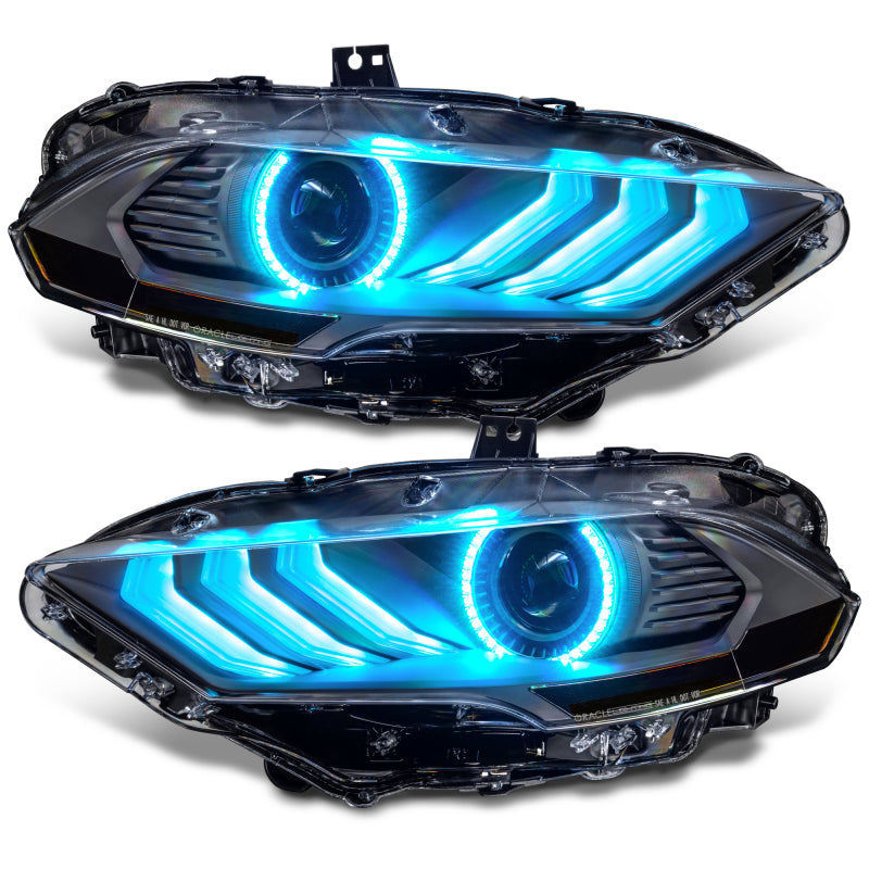Oracle Lighting 18-23 Ford Mustang Dynamic ColorSHIFT LED Headlights - Black Series ORACLE Lighting Headlights