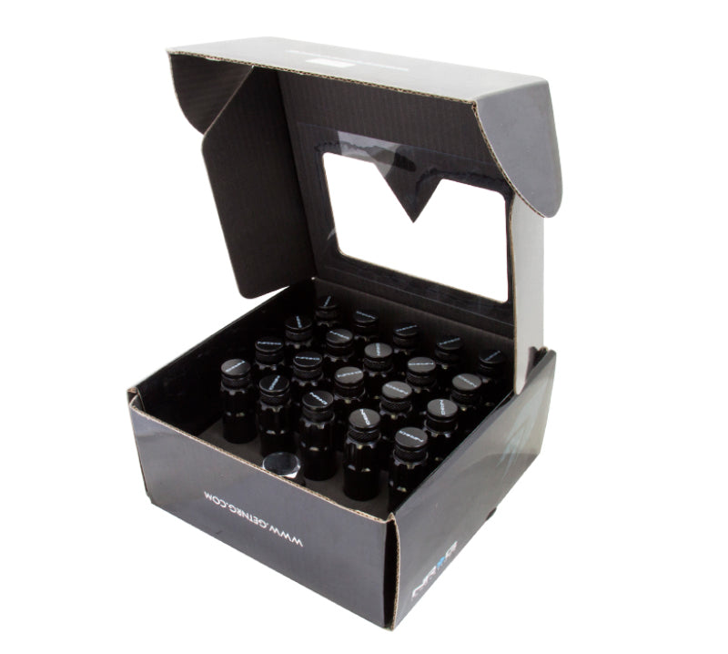 NRG 700 Series M12 X 1.5 Steel Lug Nut w/Dust Cap Cover Set 21 Pc w/Locks & Lock Socket - Black NRG Lug Nuts