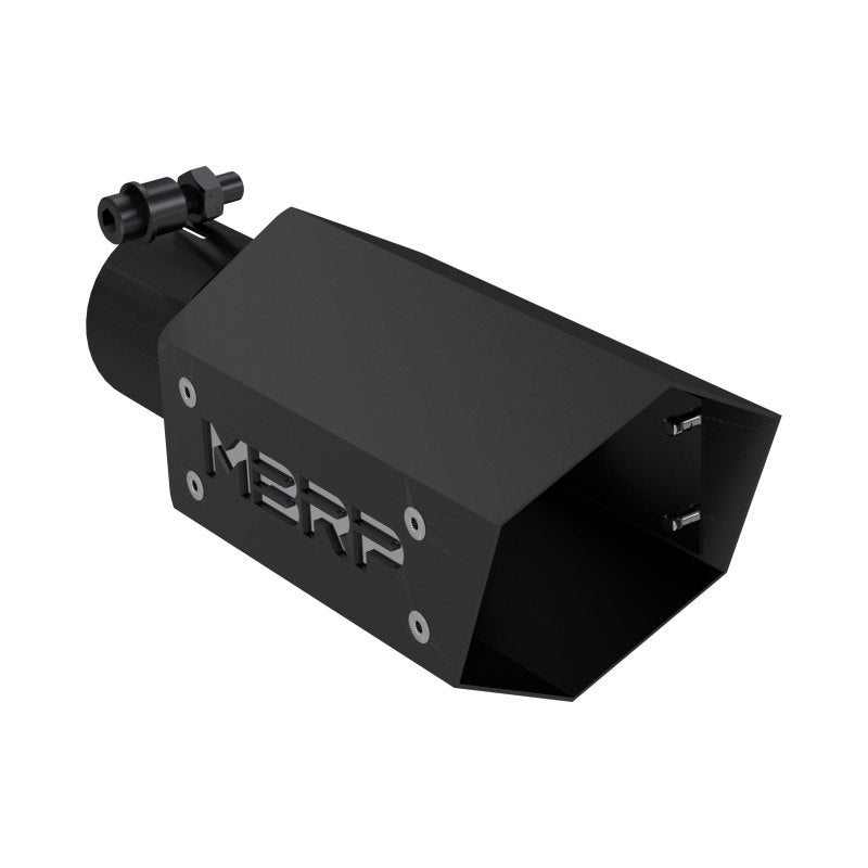 MBRP Universal 4in Hex Tip 2.5in Inlet 10in Length w/ Logo - Black Coated MBRP Tips