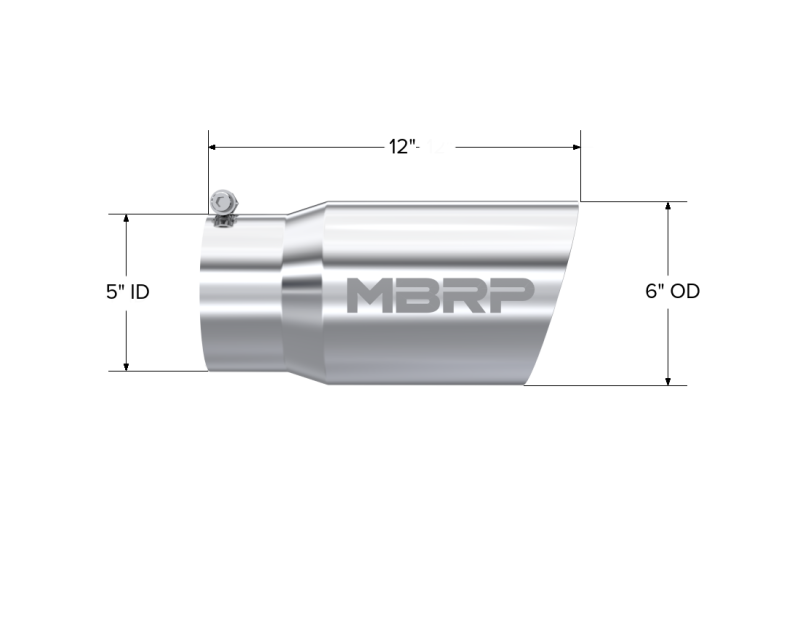 MBRP Universal Tip 6 O.D. Dual Wall Angled 5 inlet 12 length MBRP Steel Tubing
