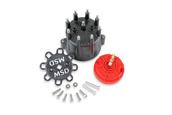 Black Chevy V8 HEI Distributor Cap and Rotor 84336 MSD Autoparts