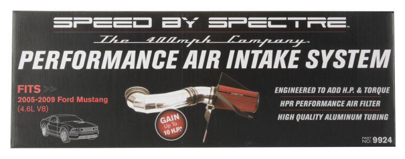 Spectre 05-09 Ford Mustang GT V8-4.6L F/I Air Intake Kit - Polished w/Red Filter Spectre Cold Air Intakes