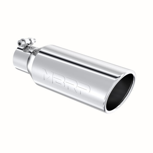 MBRP Universal Tip 4in OD 2.5in Inlet 12in Length Angled Cut Rolled End Clampless No-Weld T304 MBRP Steel Tubing