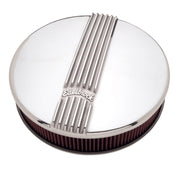 Edelbrock Air Cleaner Classic Series Round Aluminum Top Cloth Element 14In Dia X 3 9In Polished Edelbrock Air Filters - Universal Fit