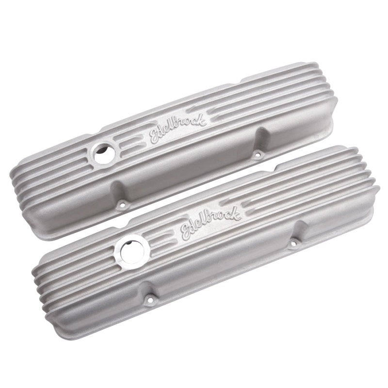 Edelbrock Valve Cover Classic Series Chevrolet 1959-1986 262-400 CI V8 w/ Oil Fill Hole Satin Edelbrock Valve Covers
