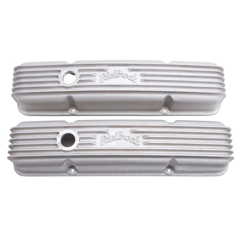 Edelbrock Valve Cover Classic Series Chevrolet 1959-1986 262-400 CI V8 w/ Oil Fill Hole Satin Edelbrock Valve Covers