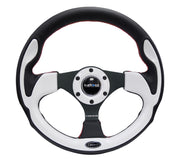 NRG Reinforced Steering Wheel (320mm) Blk w/White Trim & 4mm 3-Spoke NRG Steering Wheels