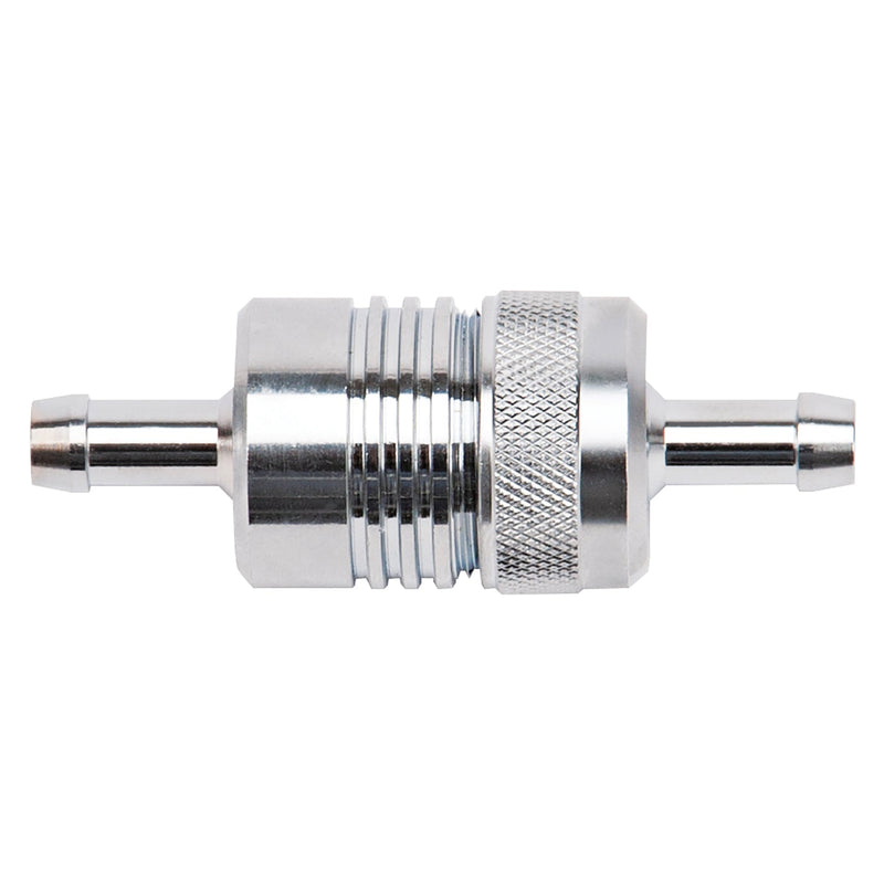 3" Length, 1-1/8" O.D., 5/16" In/Out Aluminum Street Fuel Filter, Chrome Finish RUSSELL Autoparts