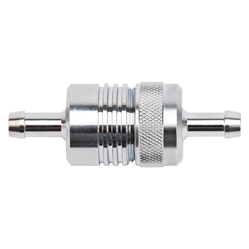 3" Length, 1-1/8" O.D., 5/16" In/Out Aluminum Street Fuel Filter, Chrome Finish RUSSELL Autoparts