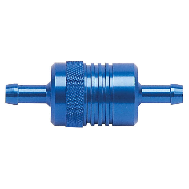 3" Length, 1-1/8" O.D., 5/16" In/Out Aluminum Street Fuel Filter w/ Blue Finish RUSSELL Autoparts