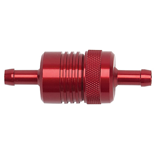 3" Length, 1-1/8" O.D., 5/16" In/Out Aluminum Street Fuel Filter w/ Red Finish RUSSELL Autoparts